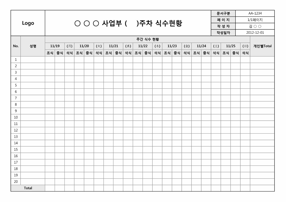 사업부 식수현황