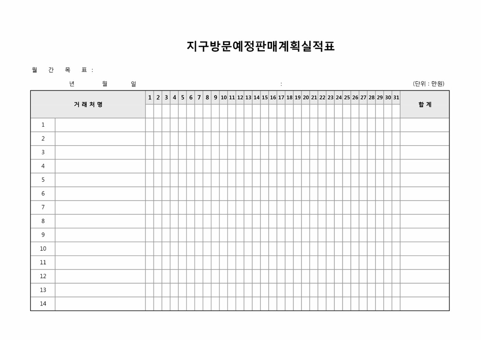 방문예정판매실시 계획표