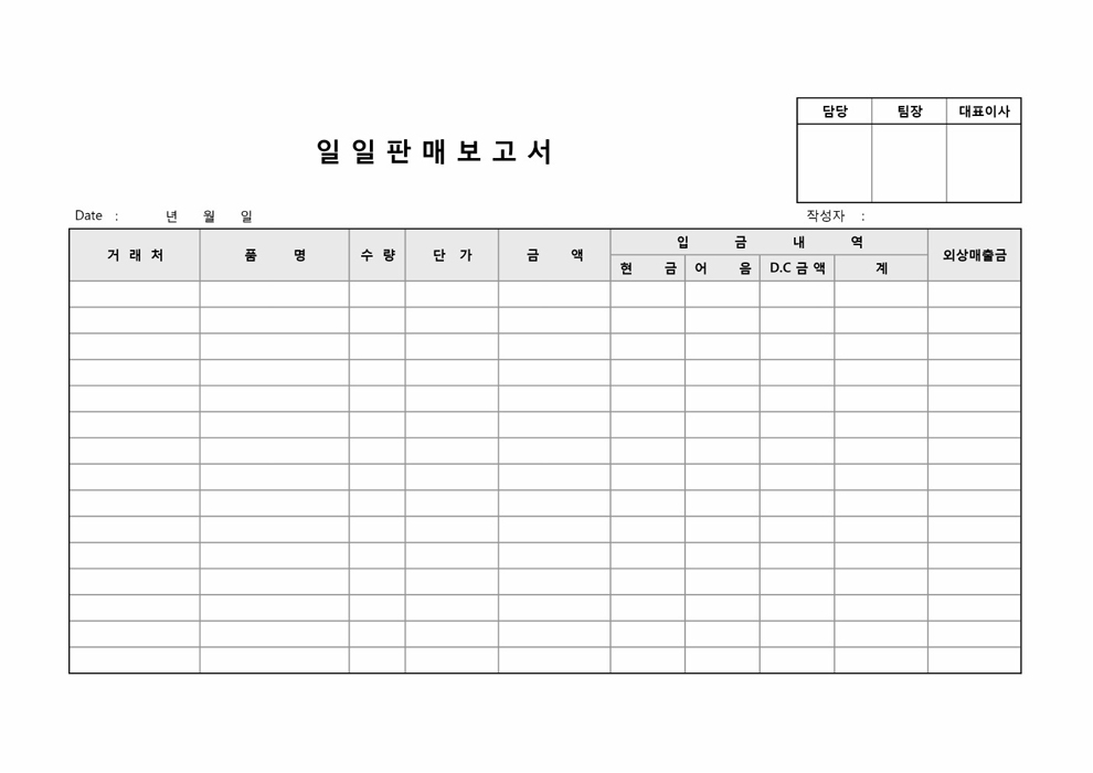 일일판매 보고서