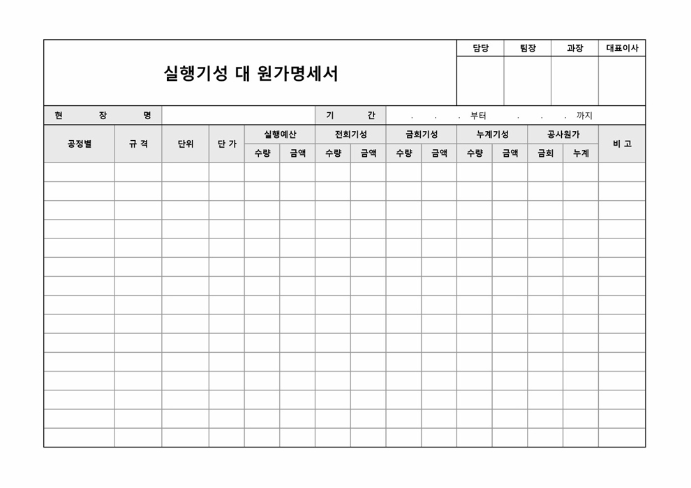 실행기성대원가명세서