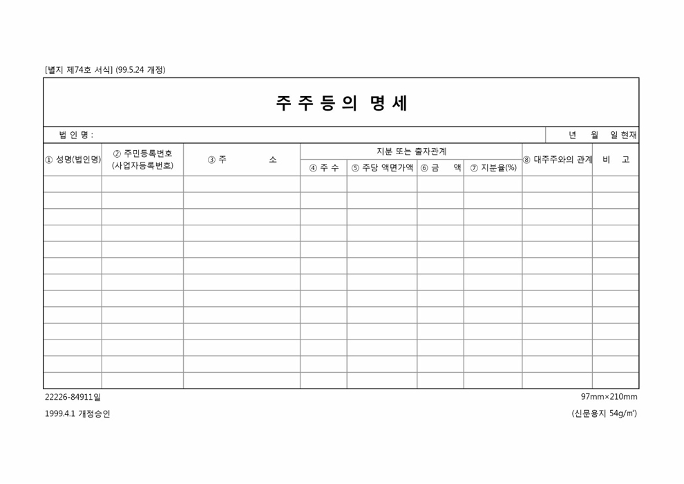 주주등의 명세