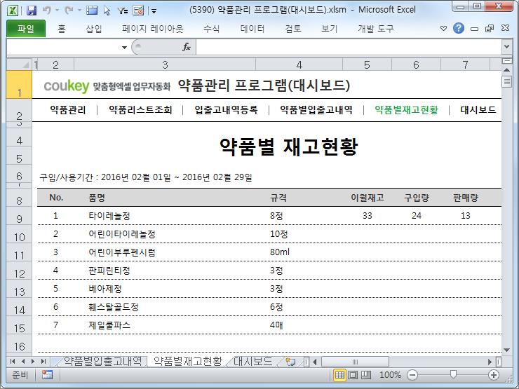의약품관리 프로그램 (대시보드)