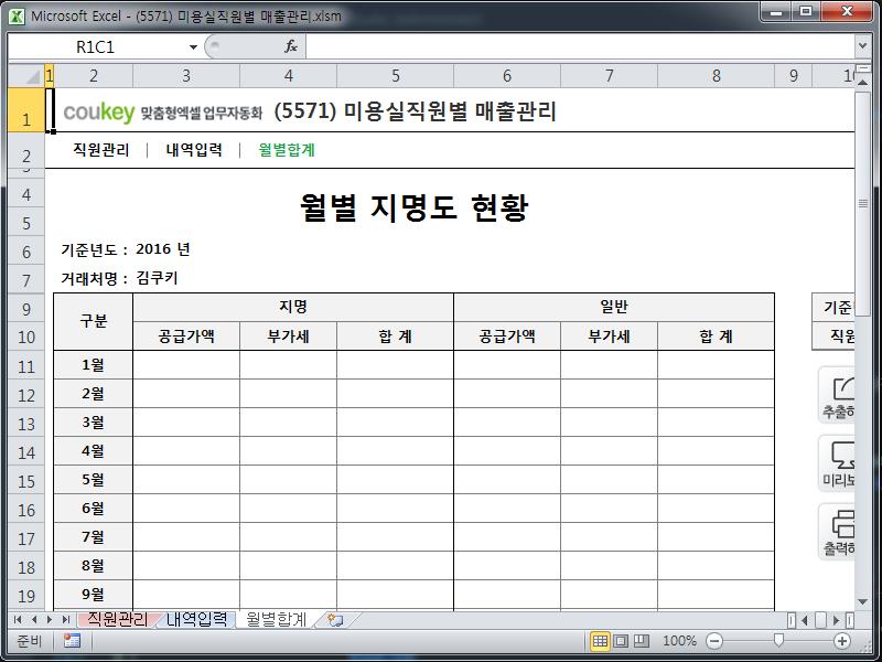 미용실직원별 매출관리