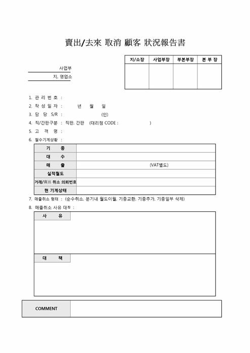 거래취소 고객 상황 보고서(매출취소)