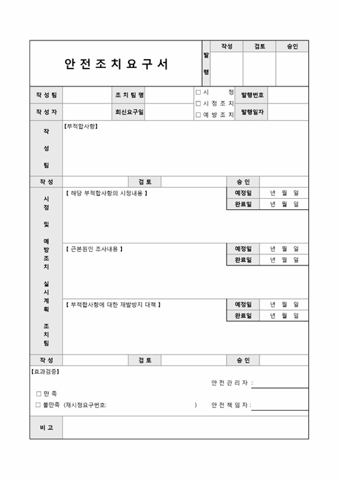 안전조치 요구서 안전조치 요구서