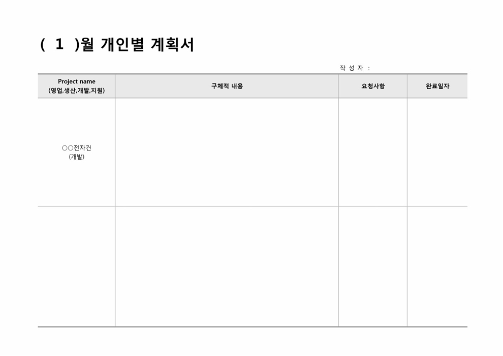 월 개인별 계획서