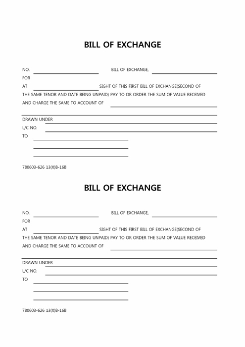 BILL OF EXCHANGE BILL OF EXCHANGE