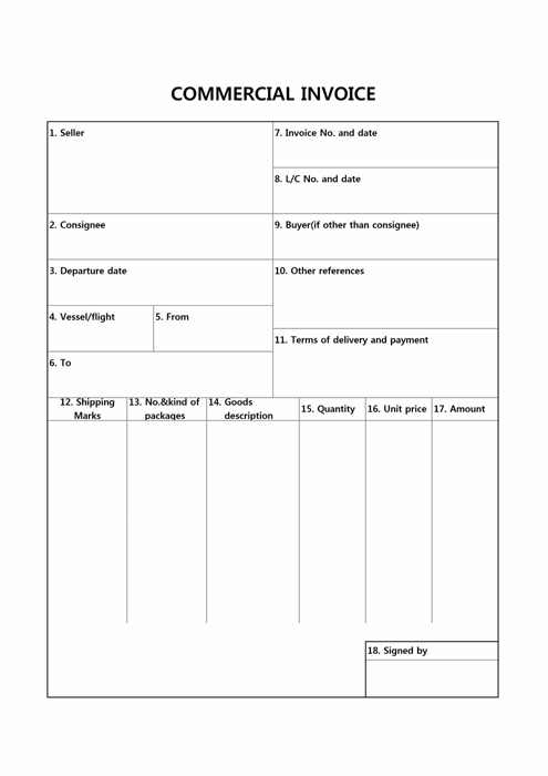 영문 상업송장(Commercial Invoice)