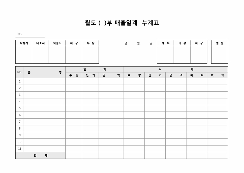 ()월도()부매출일계.누계표 ()월도()부매출일계.누계표