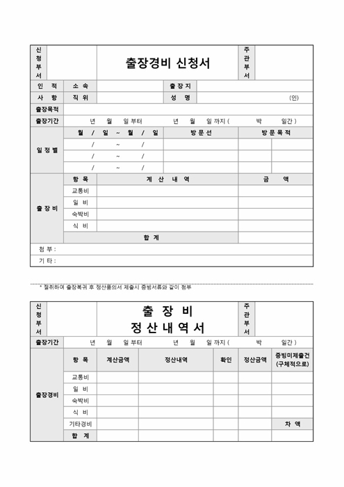 출장경비 신청서