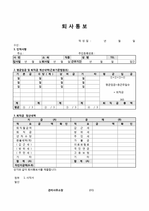 퇴사통보