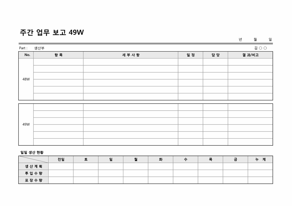 생산업무 보고서(주간보고)