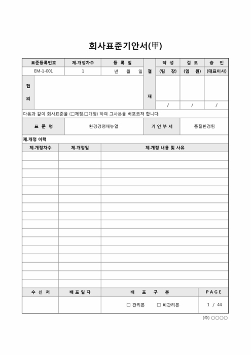 환경경영 매뉴얼 환경경영 매뉴얼