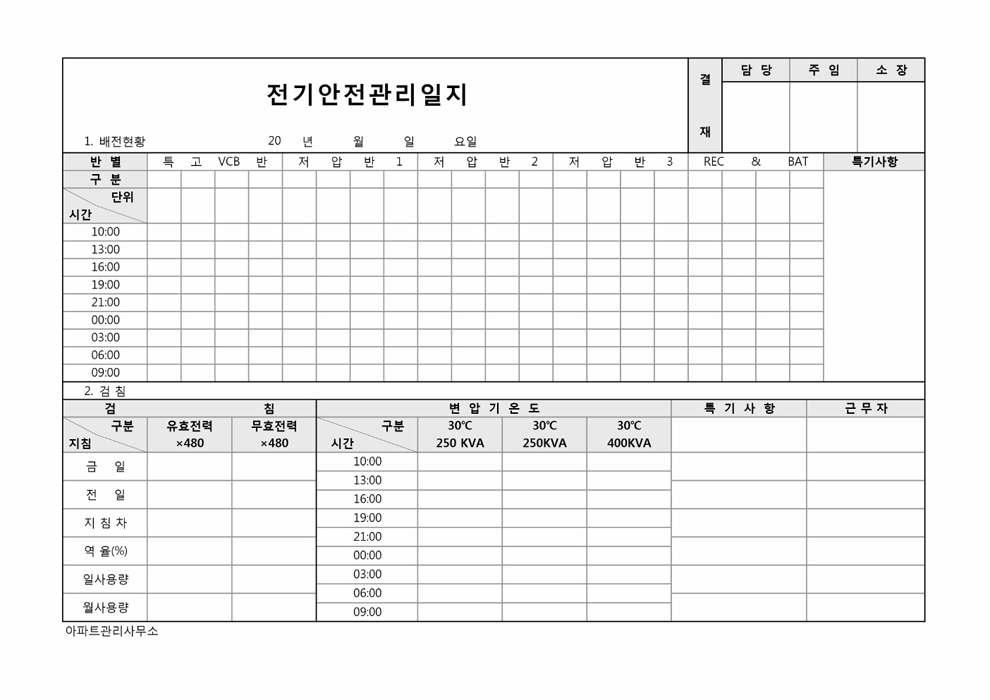 전기안전관리일지