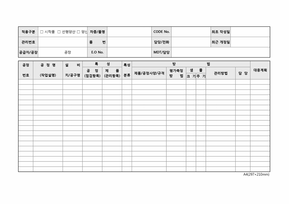 QC공정도 및 CONTROL PLAN(2)뒷면 QC공정도 및 CONTROL PLAN(2)뒷면