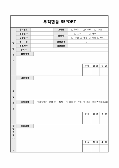부적합품 report 부적합품 report