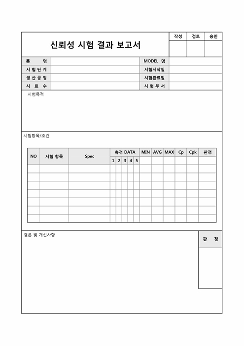 신뢰성 시험 결과 보고서 신뢰성 시험 결과 보고서