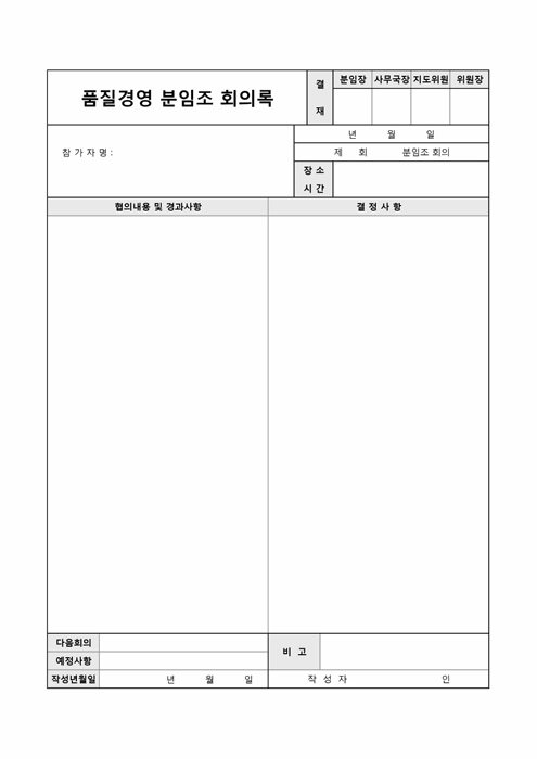 품질경영 분임조 회의록