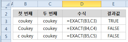 EXACT 함수로 두 문자열 비교하기