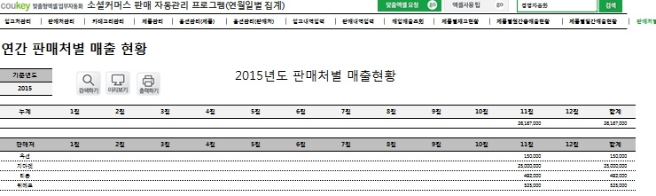 소셜커머스 판매 자동관리 프로그램(연별, 월별, 일별 조회)