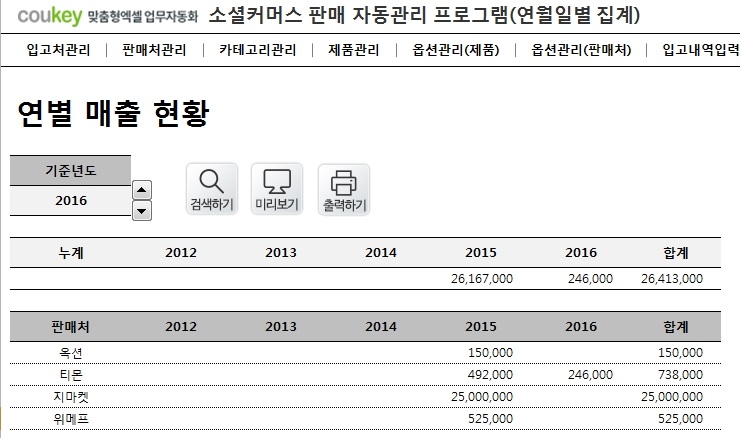 온라인 스토어 판매 자동관리 프로그램 (연별, 월별, 일별 조회)