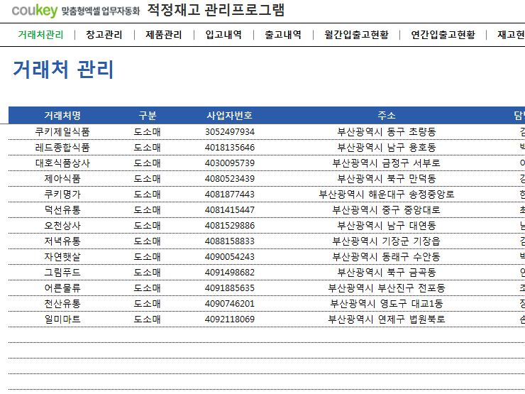 적정재고현황관리 프로그램 (입출고현황) 적정재고현황관리 프로그램 (입출고현황)