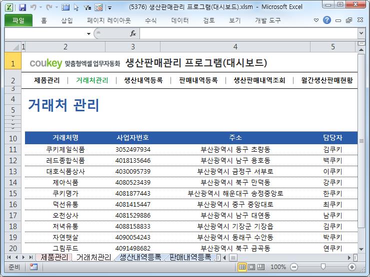 생산판매관리 프로그램(대시보드)