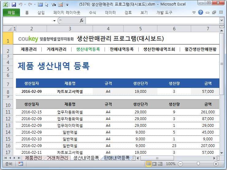 생산판매관리 프로그램(대시보드) 생산판매관리 프로그램(대시보드)