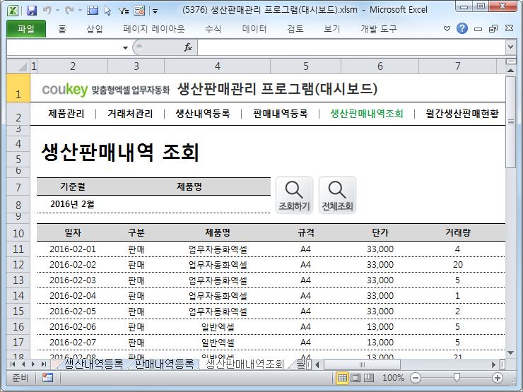 생산판매관리 프로그램(대시보드) 생산판매관리 프로그램(대시보드)