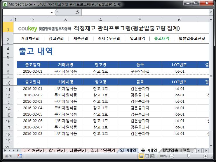 안전 적정재고관리 프로그램 (평균 입출고량 조회)