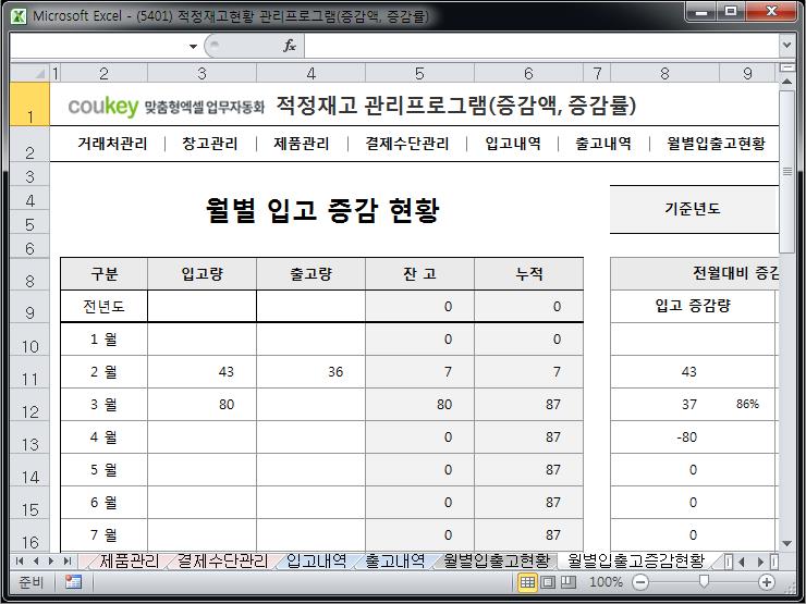필요재고관리 프로그램 (증감액 / 증감률 조회버전) 필요재고관리 프로그램 (증감액 / 증감률 조회버전)