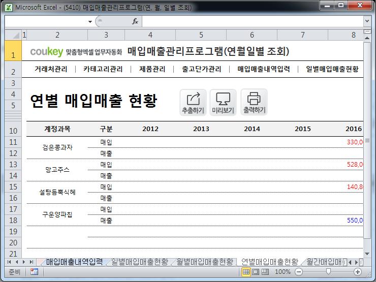 매입매출 관리프로그램(연별, 월별, 일별 조회)