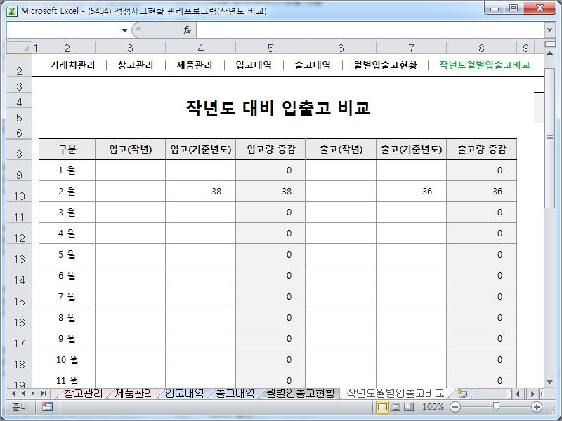 적정재고관리 프로그램(작년도 비교)