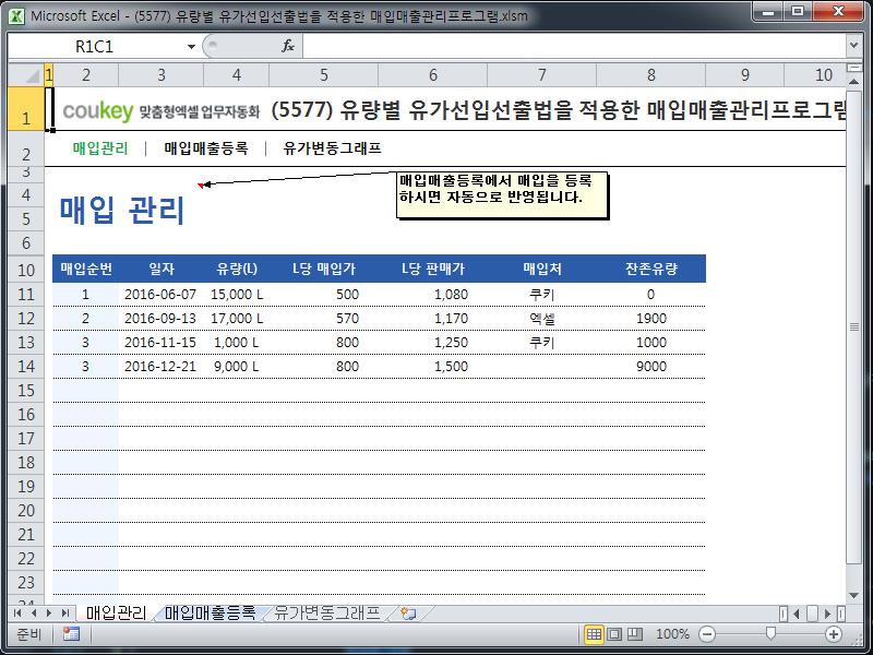 유량별 유가선입선출법을 적용한 매입매출관리프로그램