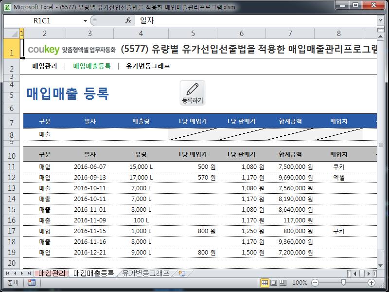 유량별 유가선입선출법을 적용한 매입매출관리프로그램