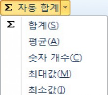 자동 합계 기능으로 합계 구하기