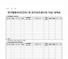 연구활동비(인건비)및 연구보조원수당 지급 내역표(○○의료평가단) 썸네일 이미지