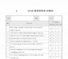 년도 우수사원평가표(한문)