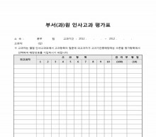 부서(과)원 인사고과 평가표