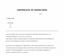 CERTIFICATE OF INSPECTION