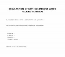 DECLARATION OF NON CONIFEROUS WOOD PACKING MATERIAL