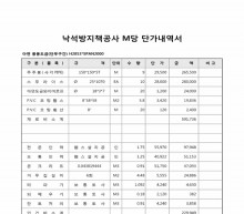 낙석방지책공사 M당 단가내역서