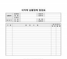 식자재 납품업체 점검표(샘플포함) 썸네일 이미지 식자재 납품업체 점검표(샘플포함) 썸네일 이미지