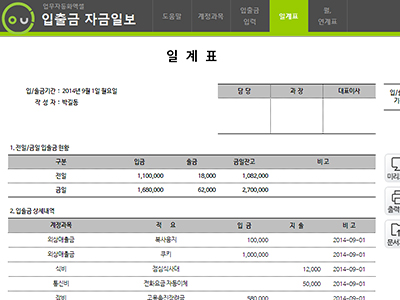 입출금 자금일보 업무자동화 프로그램 ver 1.0(일계표,월계표,연계표) 썸네일 이미지 2