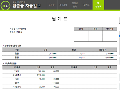 입출금 자금일보 업무자동화 프로그램 ver 1.0(일계표,월계표,연계표) 썸네일 이미지 1