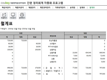 간편 경리회계 자동화 프로그램(분개장, 일계표, 월계표) 썸네일 이미지 10 간편 경리회계 자동화 프로그램(분개장, 일계표, 월계표) 썸네일 이미지 10