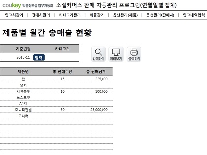 온라인 스토어 판매 자동관리 프로그램 (연별, 월별, 일별 조회) 썸네일 이미지 12