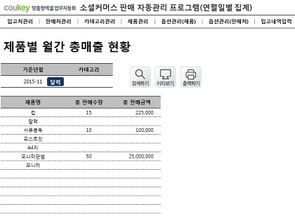 소셜커머스 판매 자동관리 프로그램(연별, 월별, 일별 조회) 썸네일 이미지 12