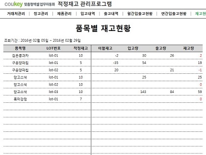 적정재고 관리프로그램 (품목별, 거래처별, 창고별 조회) 썸네일 이미지 8
