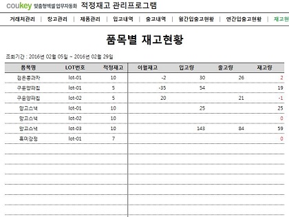 적정재고 관리프로그램 (품목별,거래처별,창고별 조회) 썸네일 이미지 8